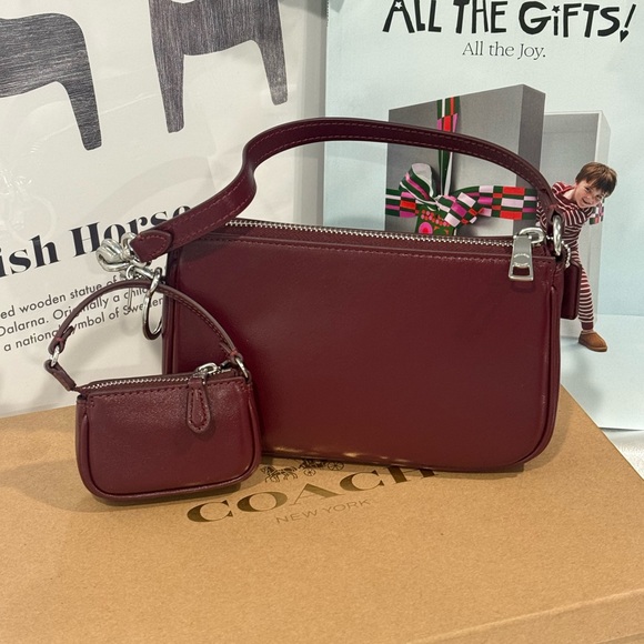 Coach Boxed Nolita 19 And Nolita Bag Charm Set In Leather/Silver/Dark Wine CCK9